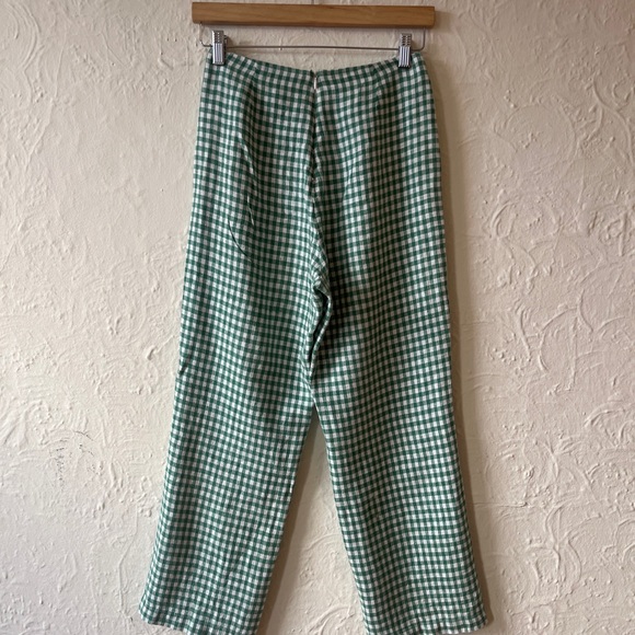 Reformation Green Gingham Linen Pants - Picture 2 of 11